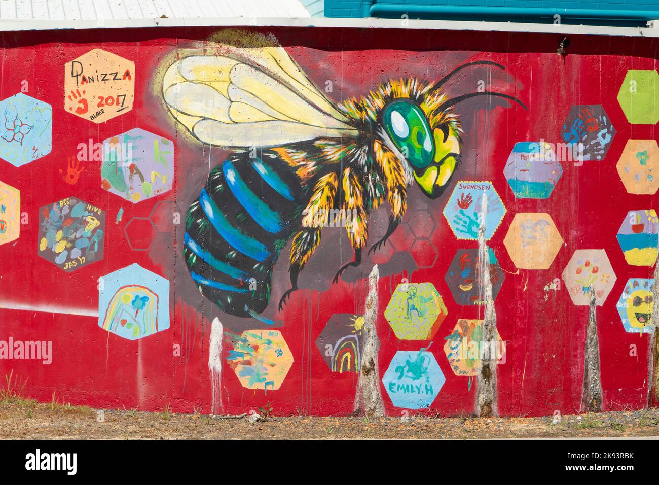 Blue Banded Bee Street Art, Capel, WA, Australien Stockfoto