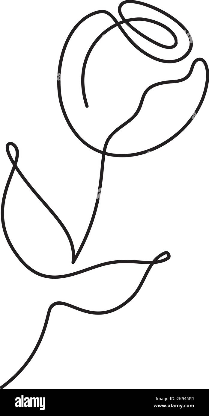 Blumentulip Vector ein Line Art Logo. Minimalistisches Konturzeichnen monoline. Kontinuierliche Strichvorlagen für Banner, Buchdesign und Webabbildung Stock Vektor