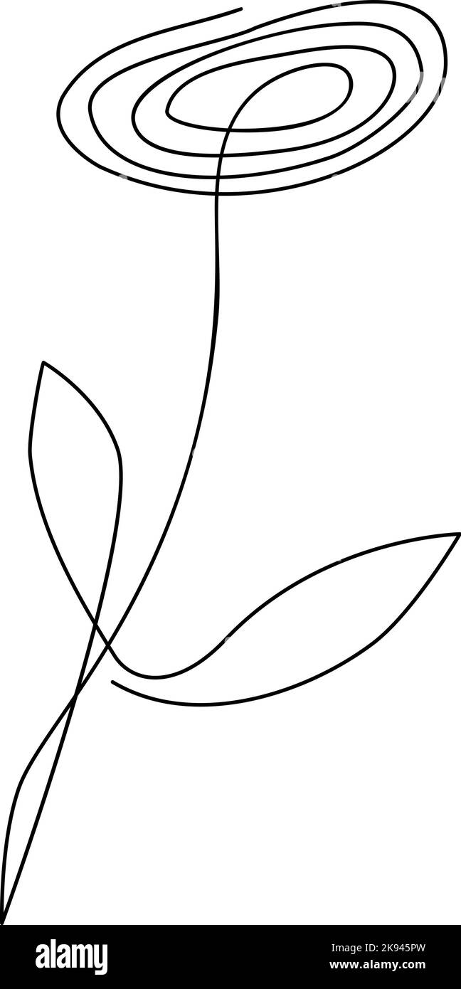 Blume Rose Vektor eine Linie Kunst Logo. Minimalistische Konturzeichnung monoline. Fortlaufende Strichvorlagen für Banner, Buchgestaltung, Webillustration Stock Vektor
