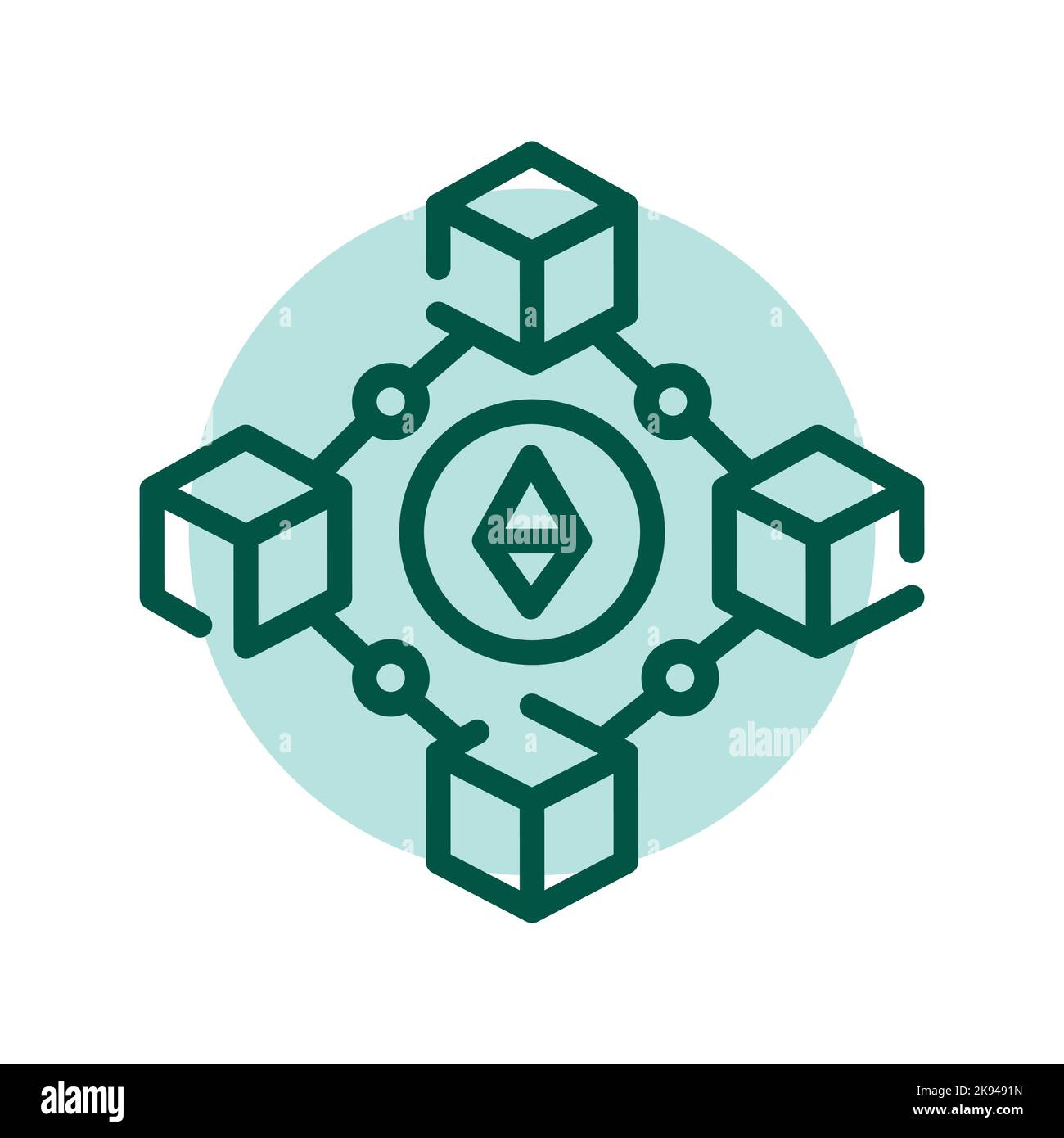 Symbol für Blockchain-Linie. Virtuelles Geld. Stock Vektor