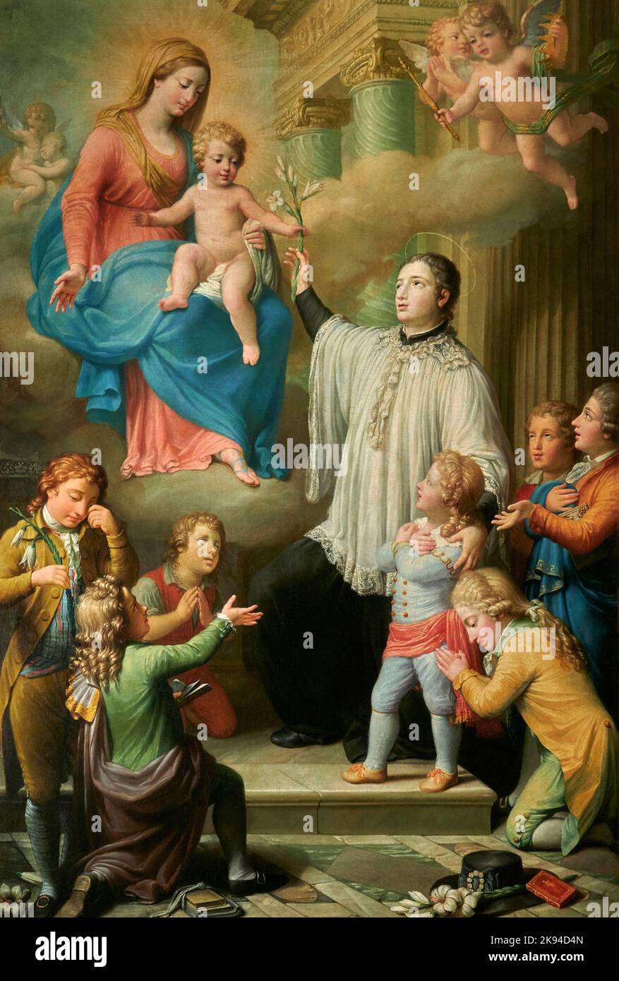 San Luigi Gonzaga presenta i fanciulli alla Madonna con Bambino - olio su tela - Giuseppe Teosa - 1793 - Chiari (Bs), Italia, Pinacoteca Repossi Stockfoto