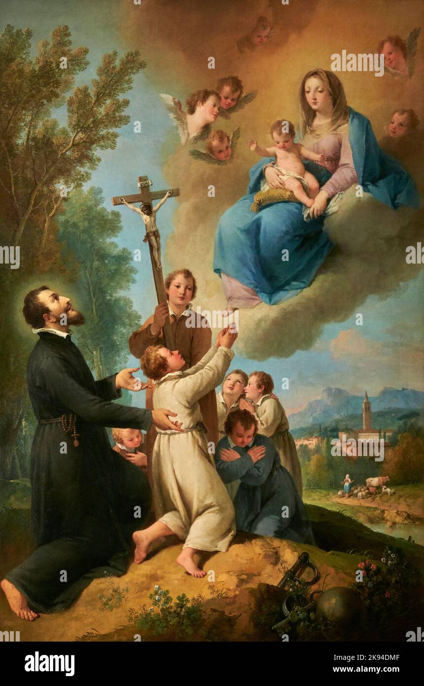 S. Girolamo Emiliani presenta i fanciulli alla Madonna col Bambino - olio su tela - Francesco Zuccarelli - 1748 - Chiari (Bs), Italia, Pinacoteca Stockfoto