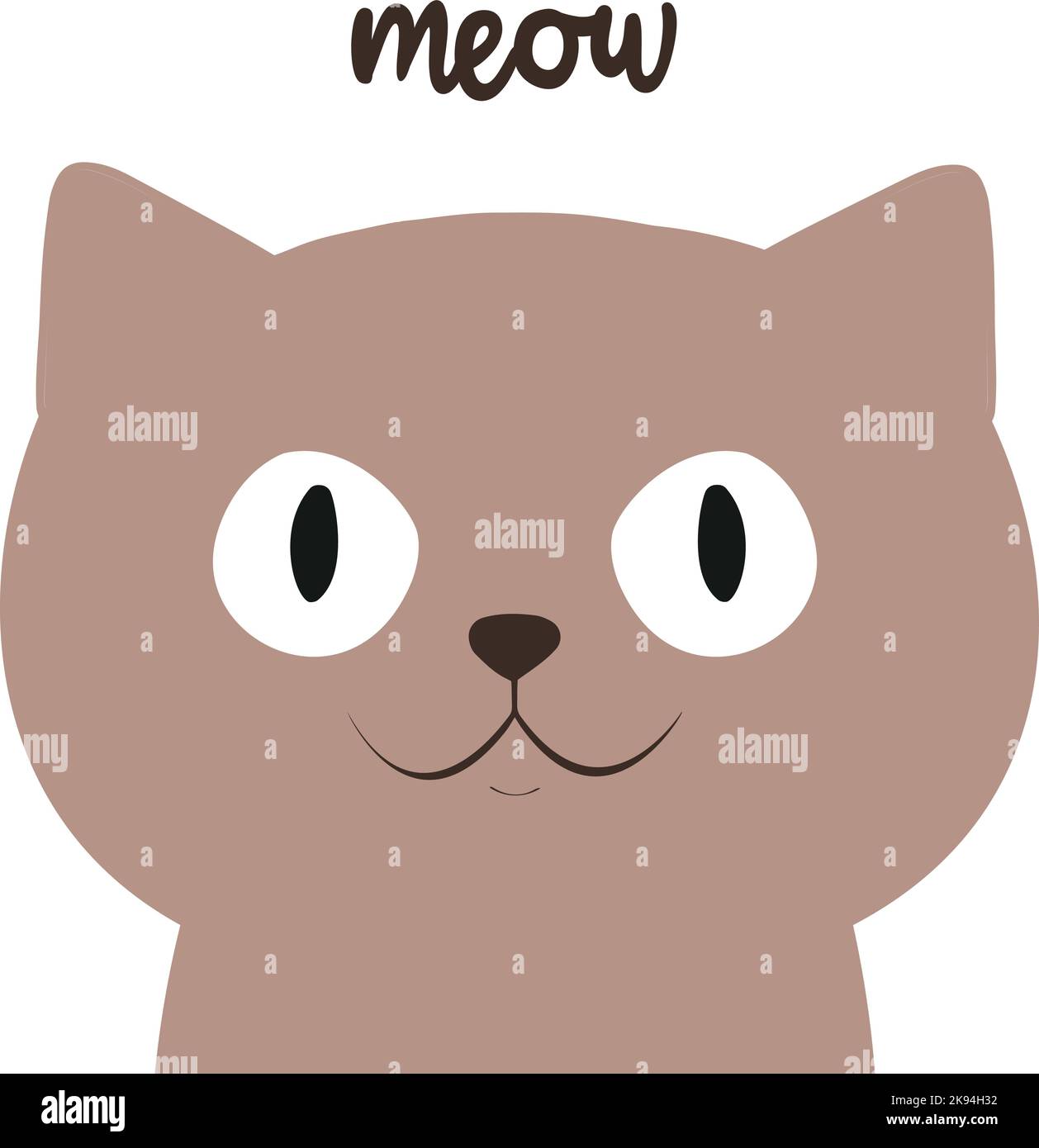 Hellbraune niedliche Katze isoliert auf weiß. Meow. Notebook-Abdeckung. Aufklebedruck. Für Karten und Design. Handgezeichnete Vektorgrafiken Stock Vektor