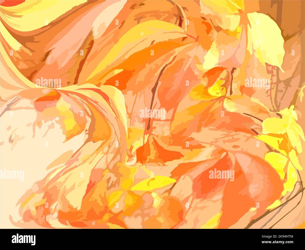 Rot-orange-gelbe Herbstblätter für Hintergründe oder Texturen. Helles Laub von Trauben bei Tageslicht für Innenraumlösungen, Stoff, Scrapbooking, Bezüge Stockfoto