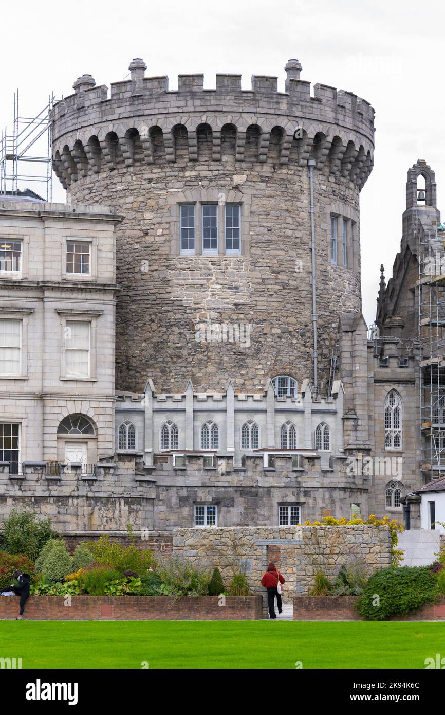 Irland Irland Irland Irland Dublin Dublin Castle mittelalterlicher Norman Record Tower Garderobenturm 1226 war das Gefängnis war das Garda Police Museum, das jetzt Treasury Building ist Stockfoto