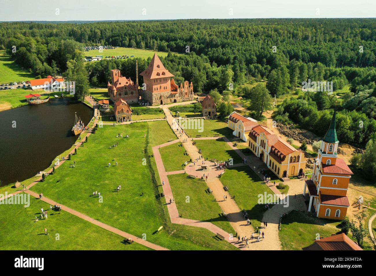 Park-Museum der interaktiven Geschichte Sulla in Weißrussland. Mittelalterlicher historischer Komplex Stockfoto