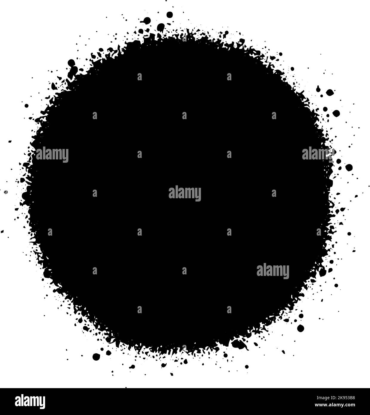 Ein abstrakter, schwarz gestrichener Spritzkreis – Grunge-Textur Stock Vektor