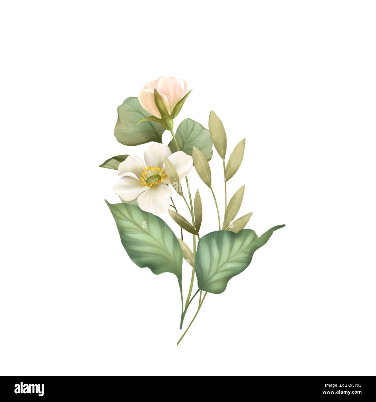 Blumenstrauß. Isoliert auf Weiß Stockfoto