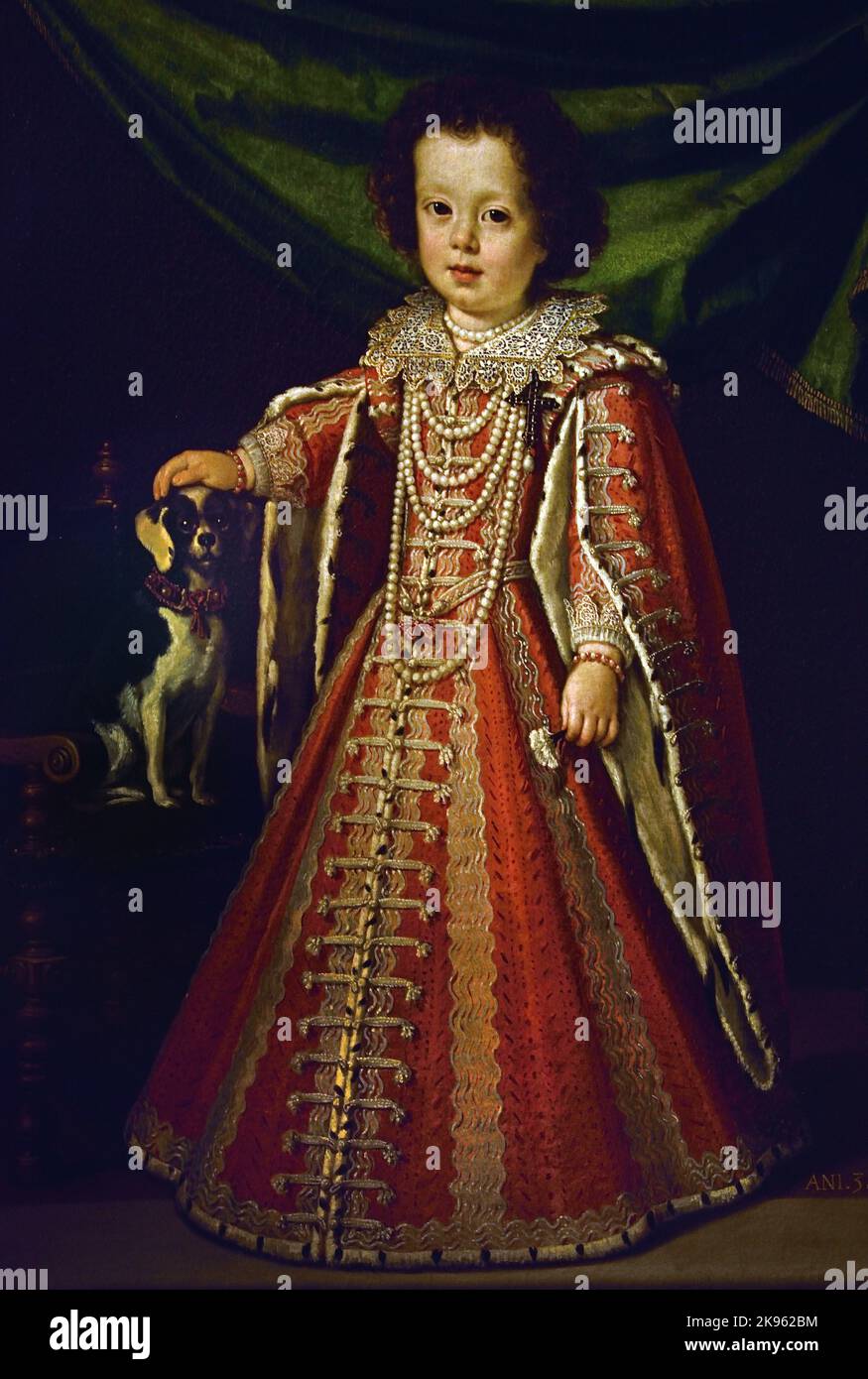 Galerie der Uffizien, Unbekannter Florentiner Maler, Porträt von Vittoria della Rovere als Kind, Florenz, Italien. Stockfoto