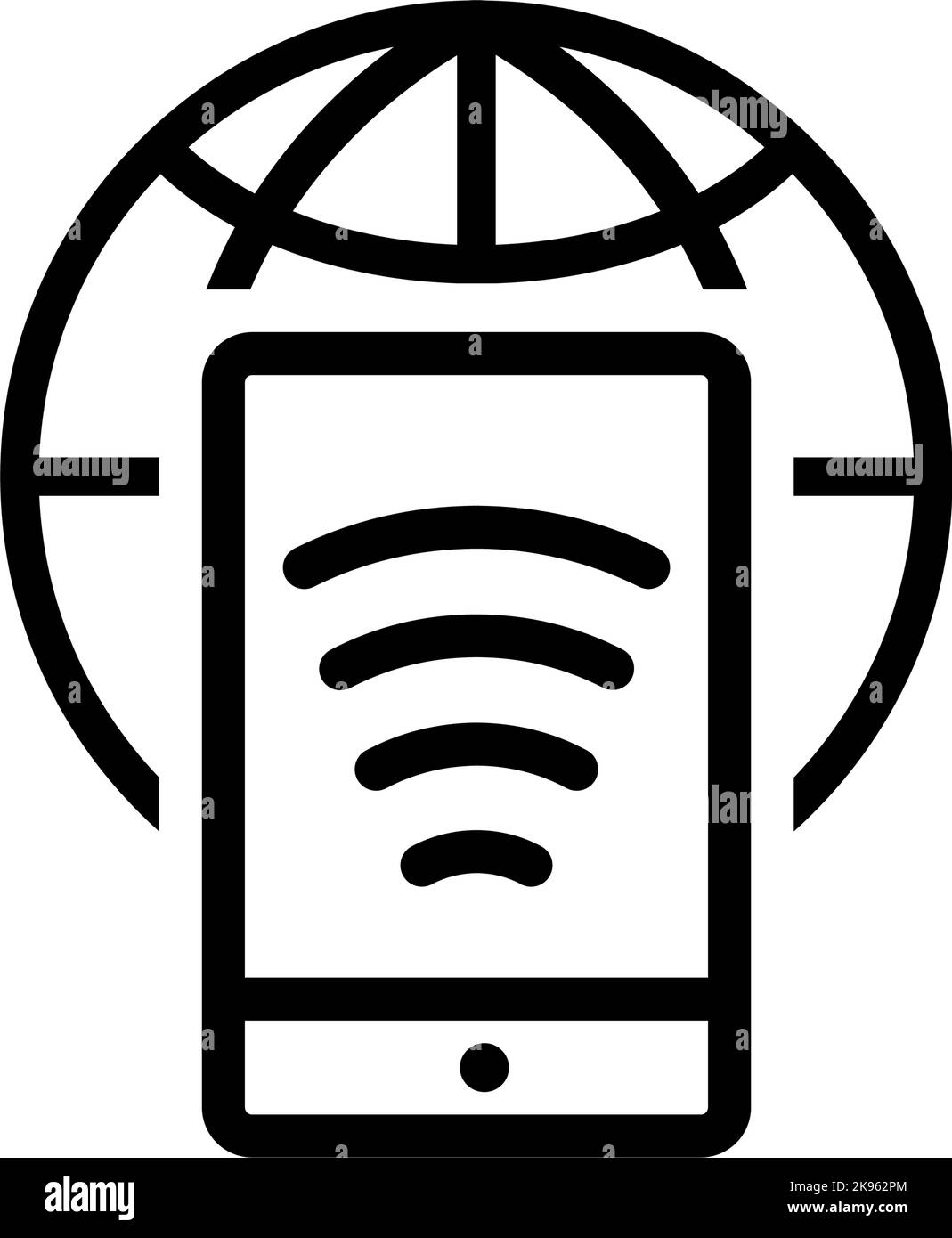 Schwarzes Symbol für globale NFC-Zahlung. NFC-kabelloses Pay-Sign. NFC-Signal mit Planetensymbol Stock Vektor