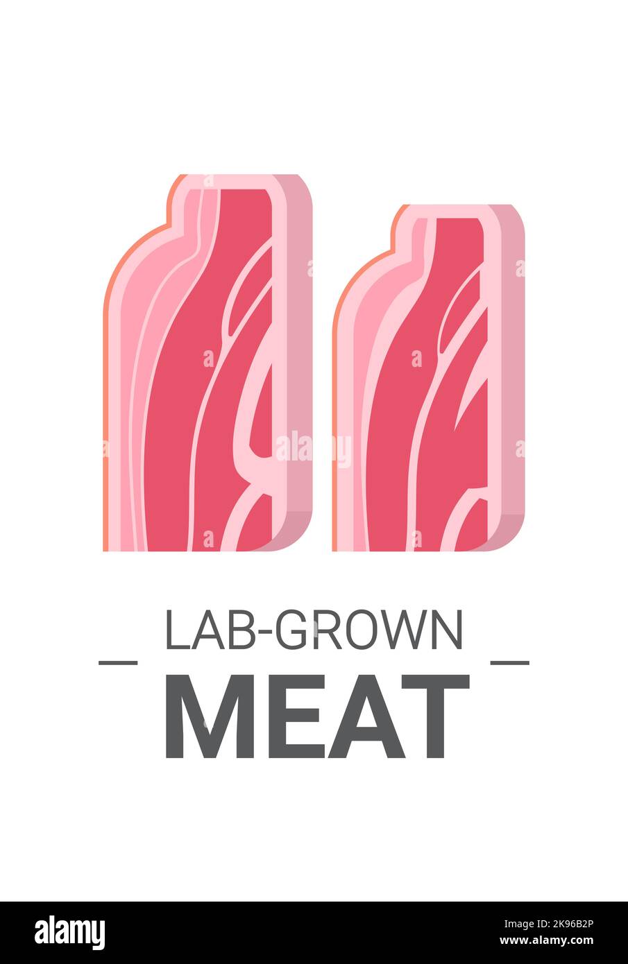 Kultivierter roher roter Fleischspeck aus tierischen Zellen künstliches Labor gezüchteter Fleischproduktion Konzept vertikal Stock Vektor