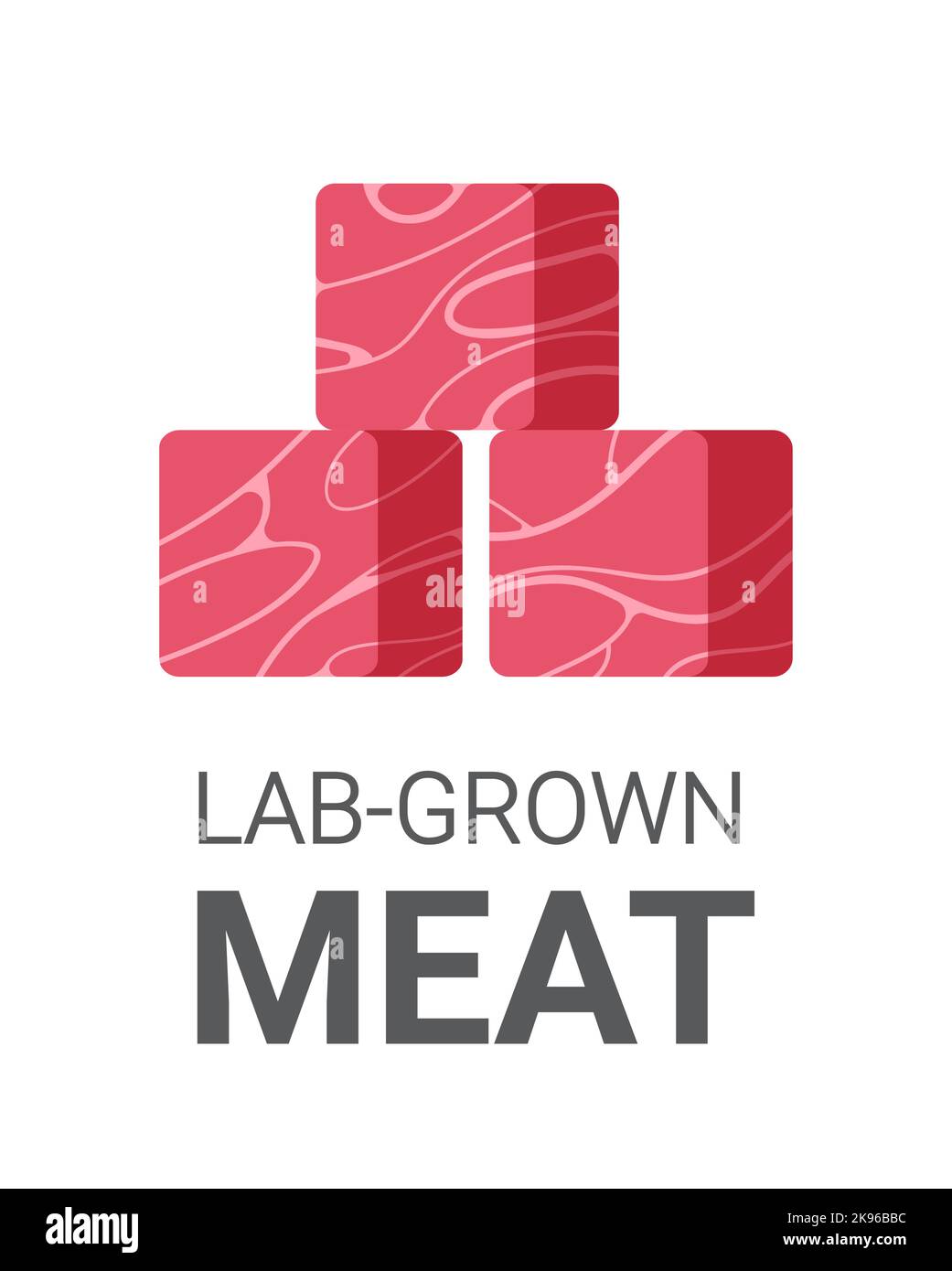 Kultiviertes rohes rotes Fleisch aus tierischen Zellen künstliches Labor gezüchtetem Fleisch Produktionskonzept Stock Vektor