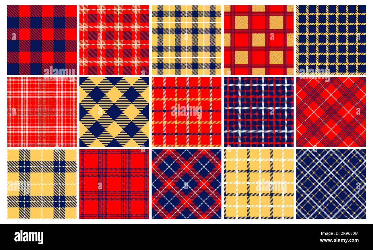 Karomuster. Nahtloser Tartan-Druck im klassischen Schottland-Design, abstrakter traditioneller schottischer Stoff, moderner, farbenfroher Textilhintergrund. Vektorstruktur Stock Vektor