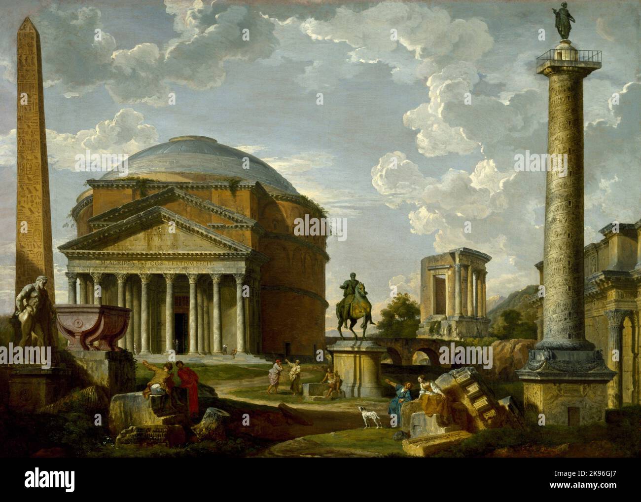 Fantasy-Ansicht mit dem Pantheon und anderen Monumenten des antiken Roms (1737), Gemälde von Giovanni Paolo Panini Stockfoto