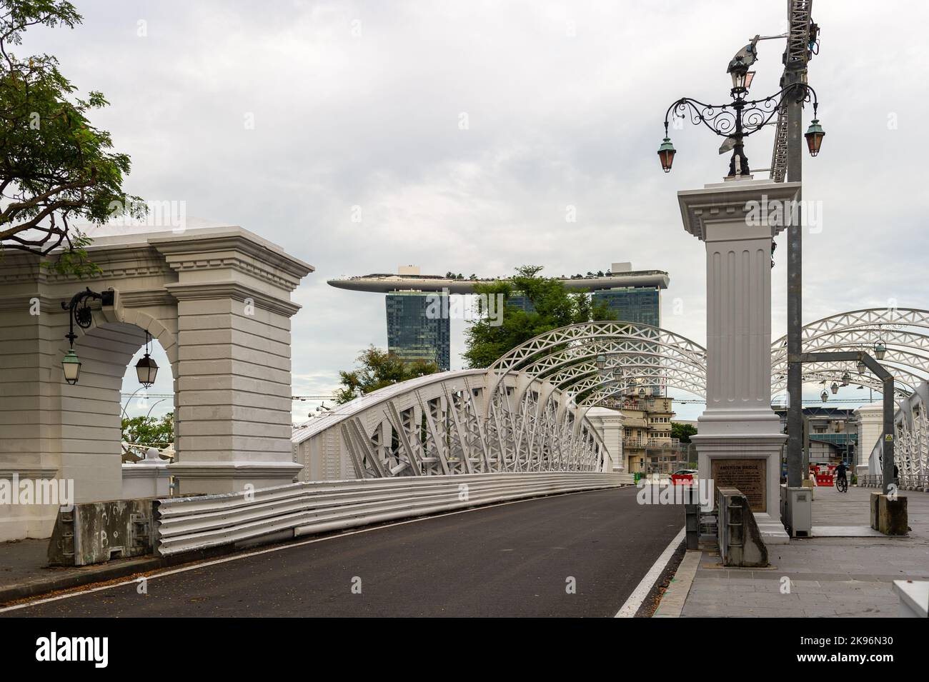 Die Anderson Bridge, Singapur, unmittelbar nach dem Straßenrennen F1 Stockfoto
