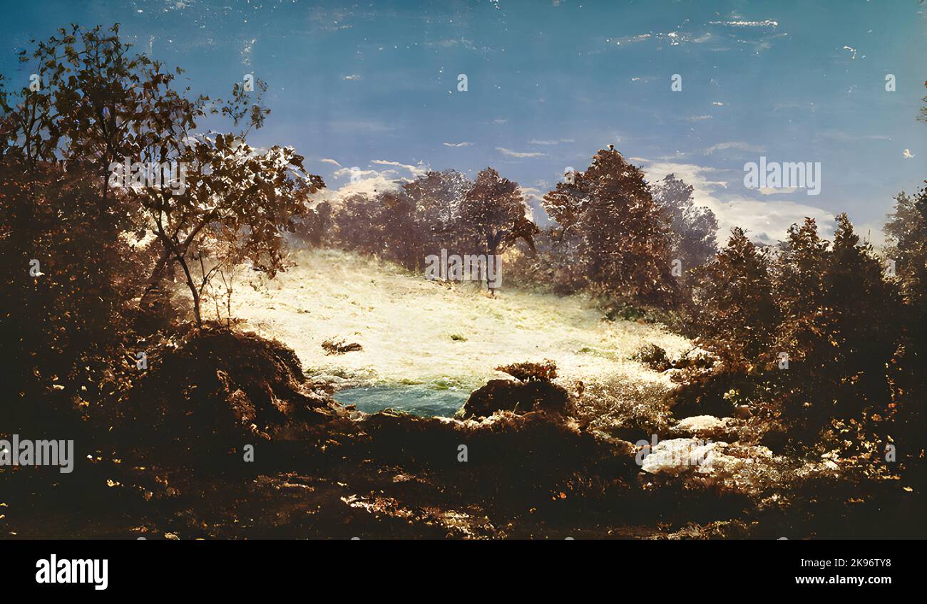 Ein Schnee auf dem Berg, realistisches Ölgemälde Stockfoto