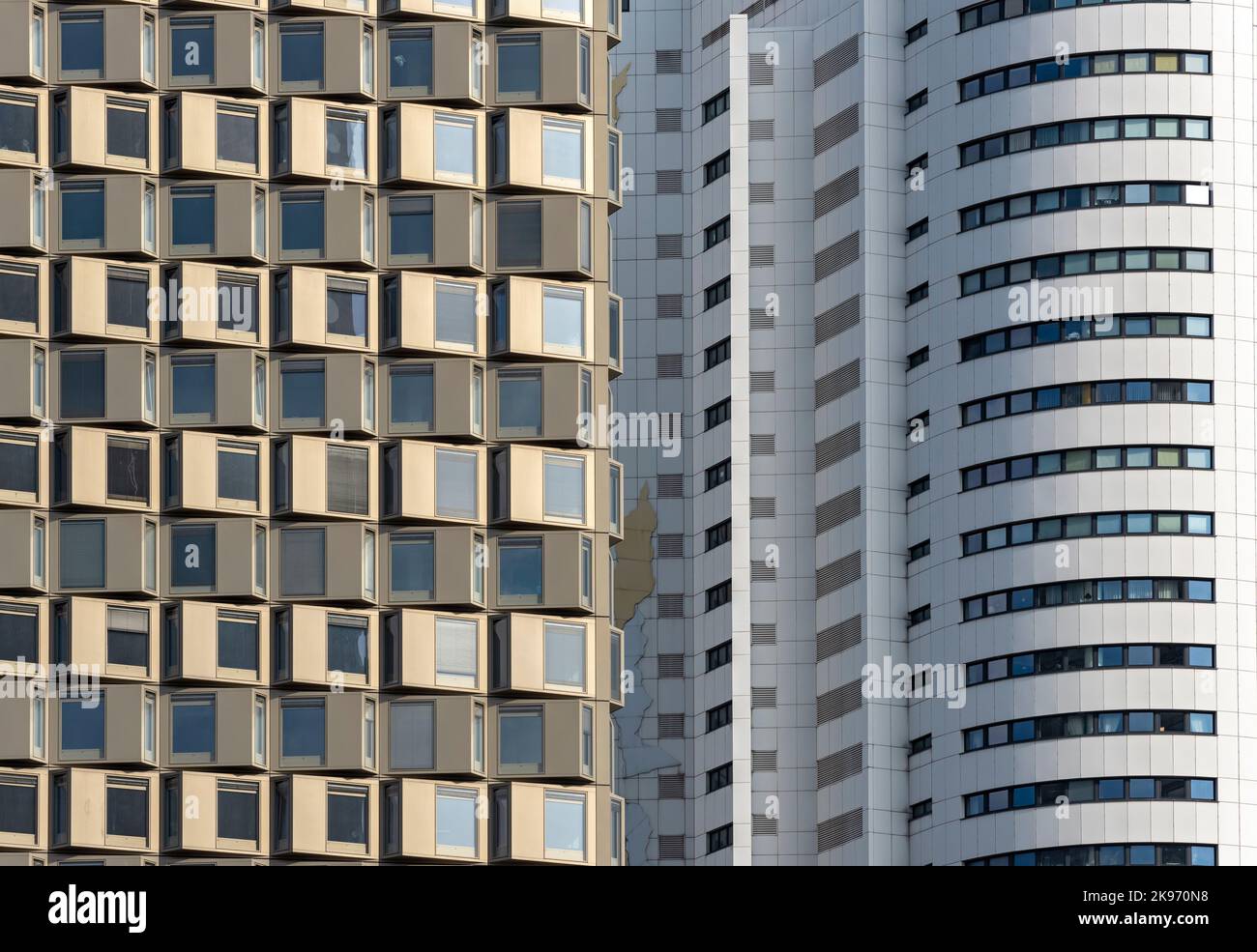 District Living and Hochhaus Neue Donau Buildings, Vienna Donau City, Wien, Österreich Stockfoto