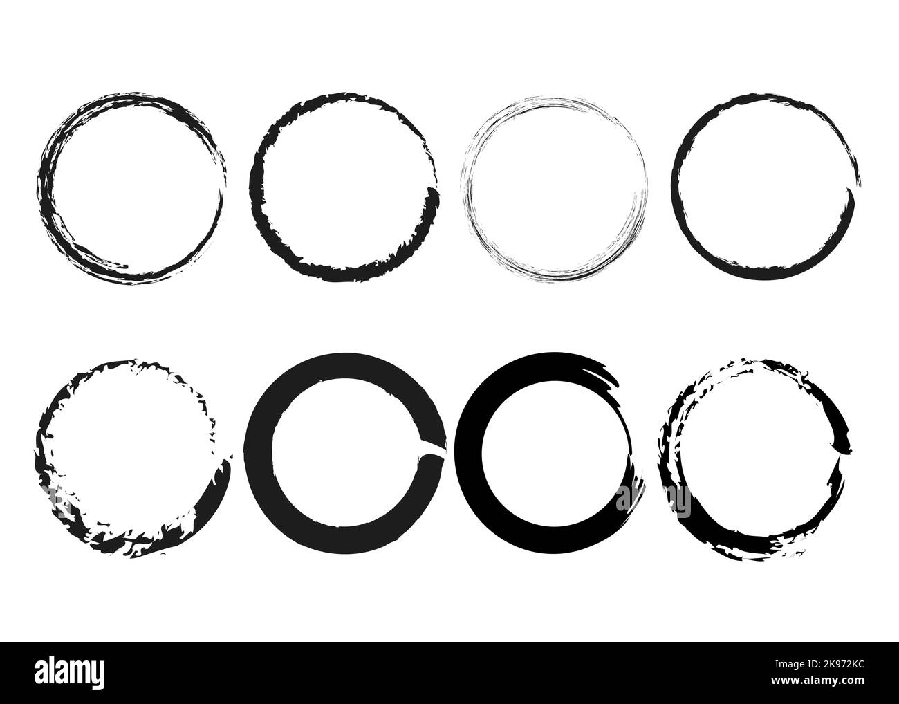 Schwarzes Enso Zen Circle Brush Set Collection Pack. Vektor Logo Illustration isoliert auf weißem Hintergrund Stock Vektor