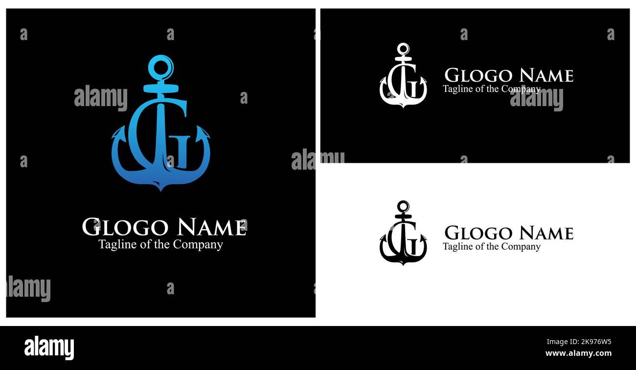 G Custom Anchor Logo. Initial G Custom Text in achor Logo Vektorgrafik Stock Vektor