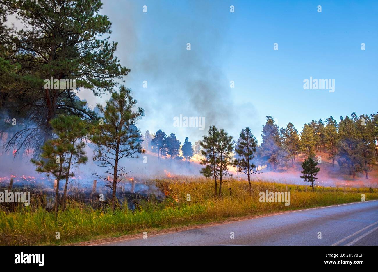 Vorgeschriebene Verbrennung im Devil's Tower, Wyoming, USA Stockfoto