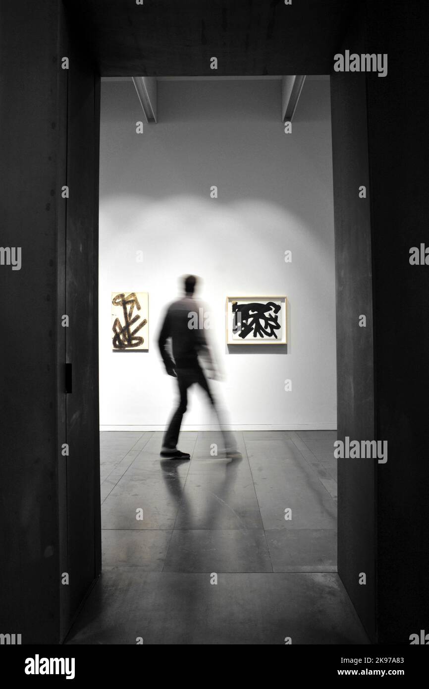 FRANKREICH. AVEYRON (12) RODEZ, SOULAGES MUSEUM. AUSSTELLUNGSRAUM. 2 MAI 2014 Stockfoto