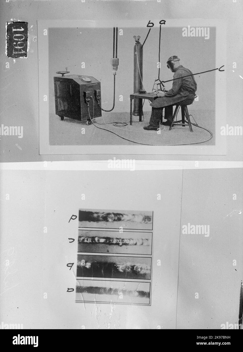 Schweißen, Probe Stockfoto