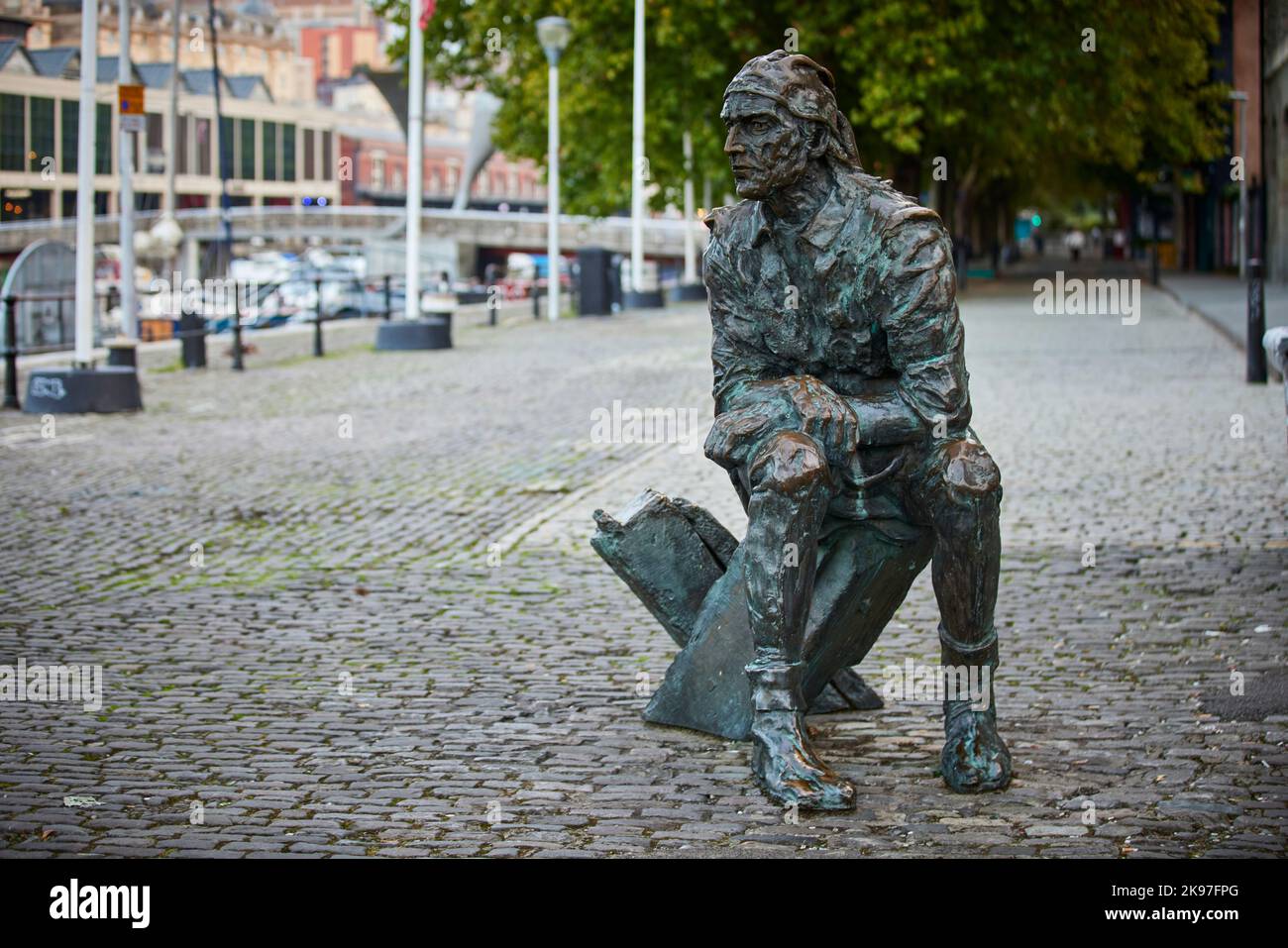 Stadtzentrum von Bristol, John Cabot's Statue, Bristol City Docks vom Bildhauer Stephen Joyce Stockfoto