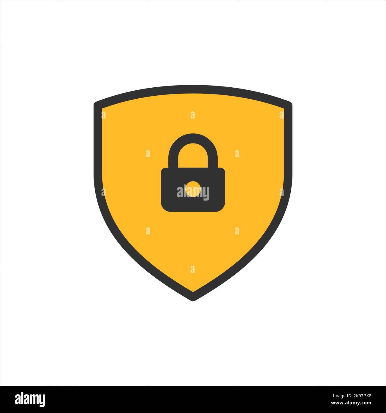 Schutz mit Schloss-Symbol. Symboldarstellung für Schutz, Sicherheit, Passwortsicherheit. Datenschutzschild für den Firewall-Zugriff. Sicherheitssymbol für sperren Stock Vektor