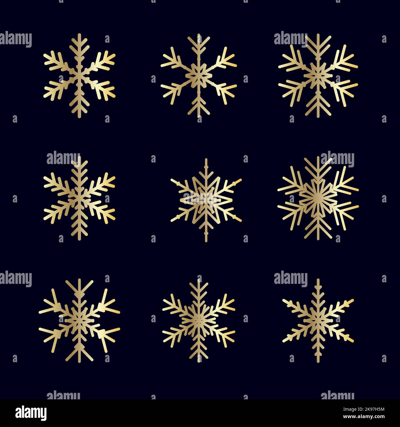 Vektor-Set von verschiedenen Winter Schneeflocken Symbole Stock Vektor