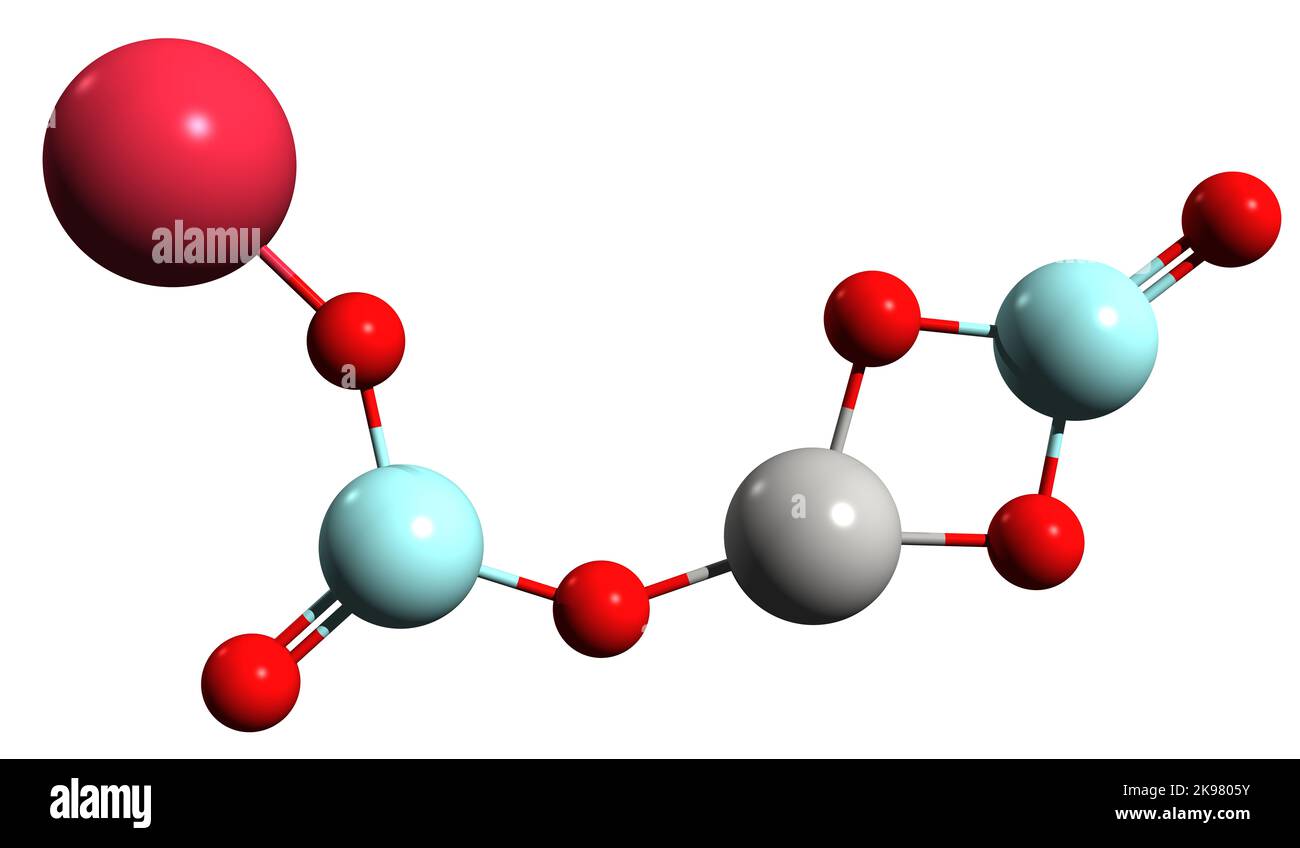 3D Bild der Skelettformel von Natriumaluminosilikat - molekularchemische Struktur des Lebensmittelzusatzstoffes E 554 isoliert auf weißem Hintergrund Stockfoto