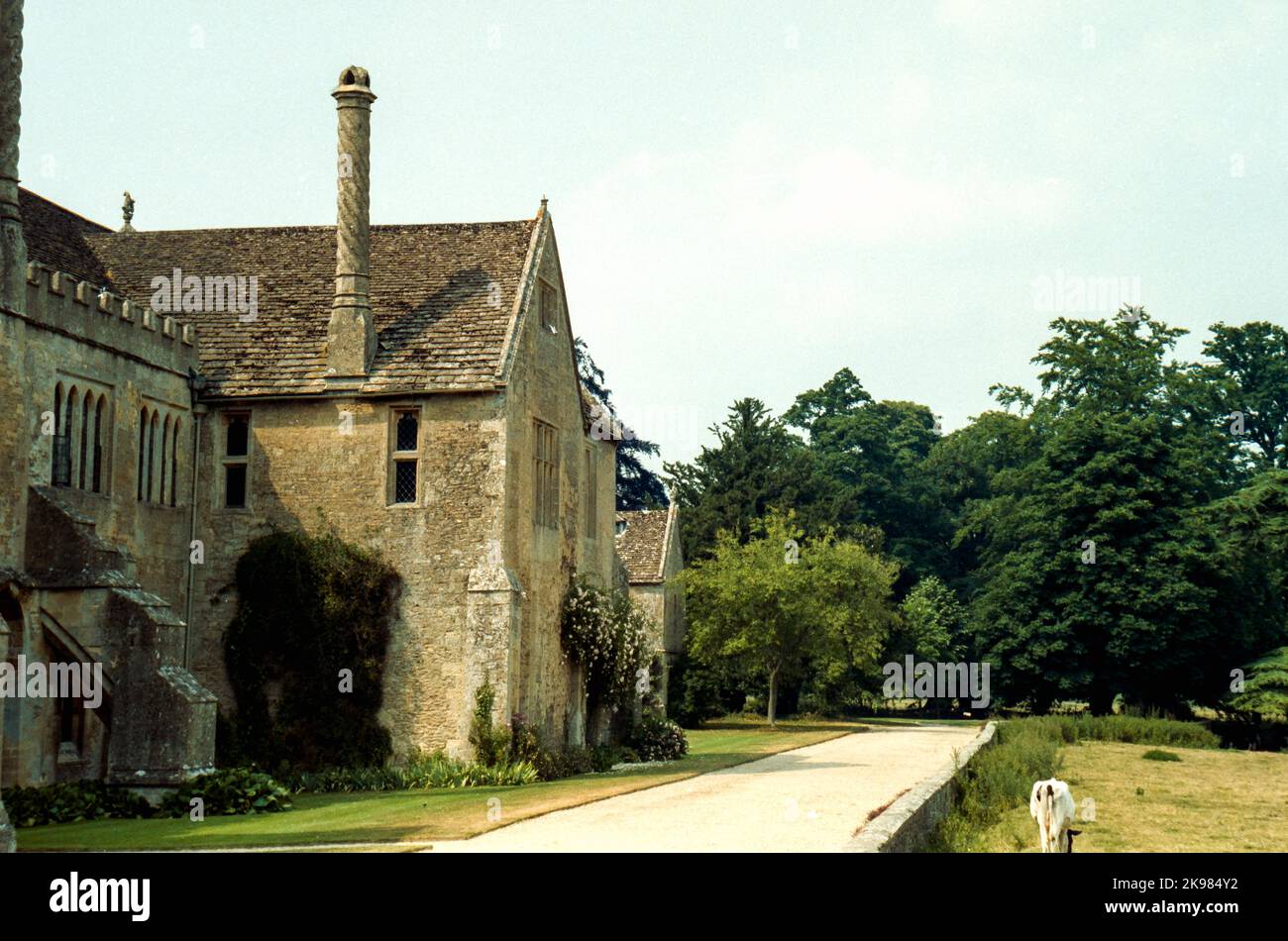 Lacock Abbey in Wiltshire. Auf Film aufgenommen. Stockfoto