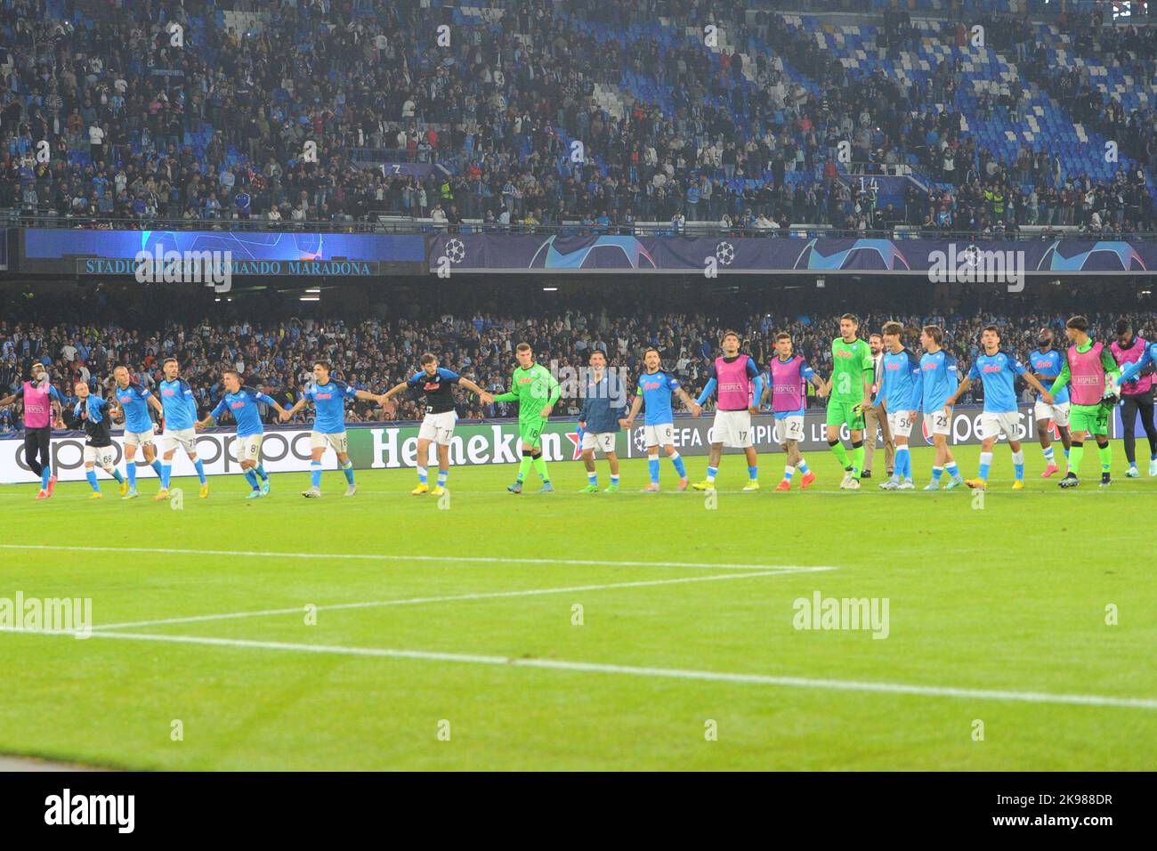 Neapel, Italien. 26. Oktober 2022. SSC Napoli-Team beim und des UEFA Champions League-Spiels zwischen SSC Napoli und Rangers Football Club im Diego Armando Maradona Stadium Credit: Independent Photo Agency/Alamy Live News Stockfoto