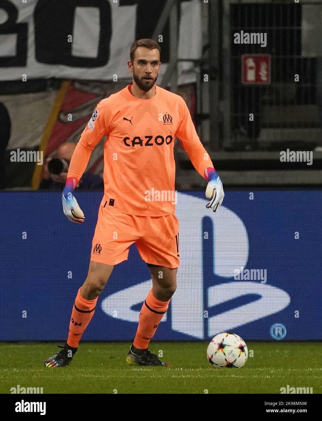 26.. Oktober 2022, Deutsche Bank Park, Frankfurt, Champions League, Eintracht Frankfurt gegen Olympique Marseille , im Bild goalwart Pau Lopez (Marseille) Stockfoto