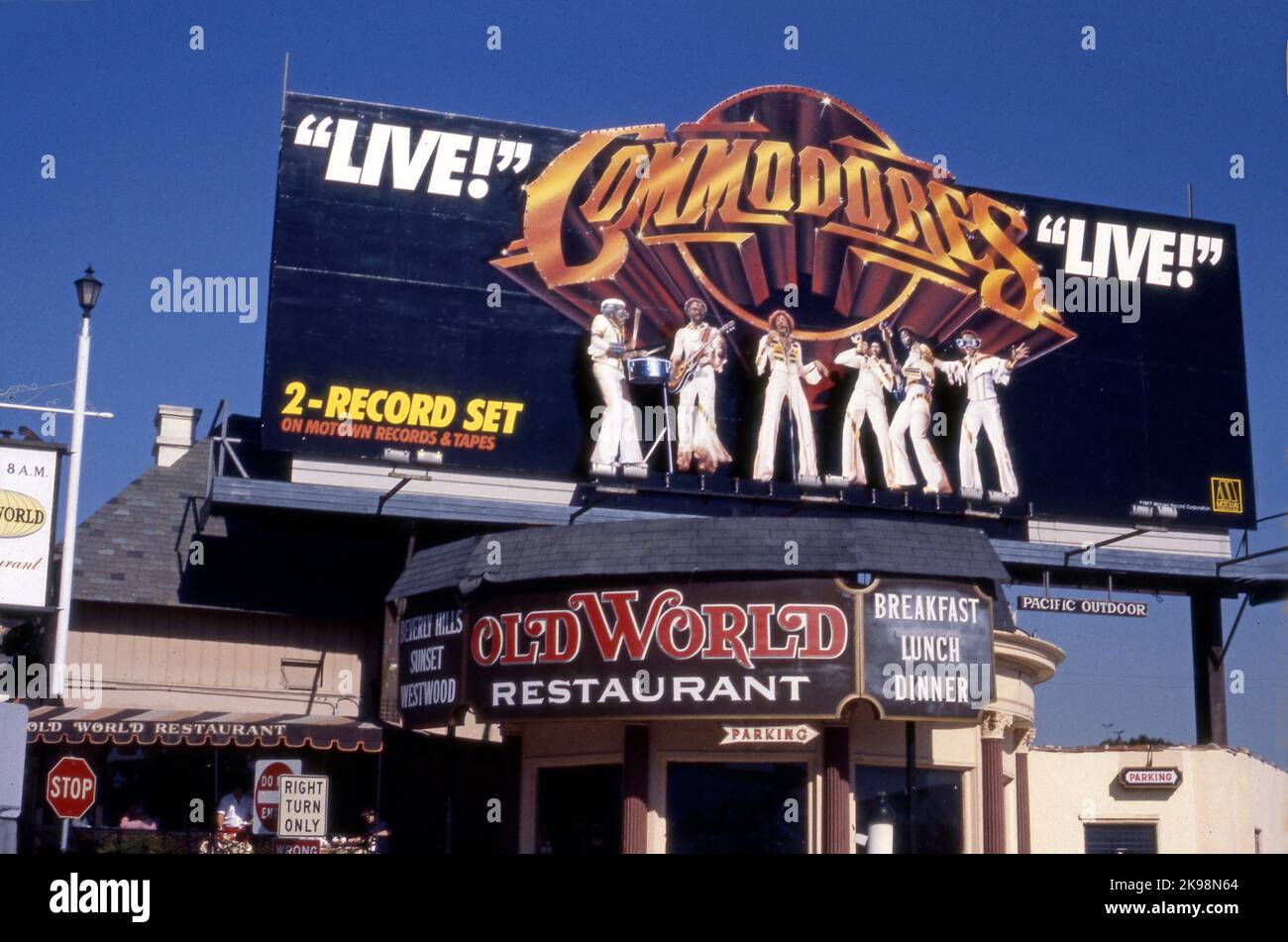 Commodores, Live, Plakatwand auf dem Sunset Strip, Los Angeles, Kalifornien, USA, 1978 Stockfoto