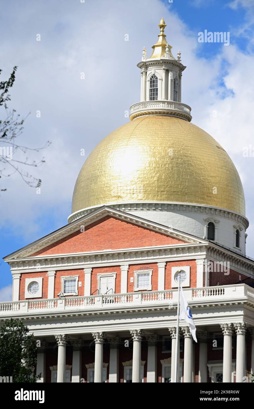 Boston, Massachusetts, USA. Das Massachusetts State House (auch bekannt als Massachusetts Statehouse und New State House). Stockfoto