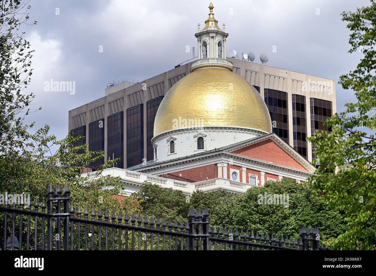 Boston, Massachusetts, USA. Das Massachusetts State House (auch bekannt als Massachusetts Statehouse und New State House). Stockfoto