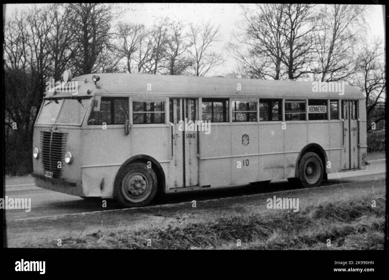 Göteborg Tramways Aktiebolag, GS Bus Nummer 10 auf Landstraße. Stockfoto