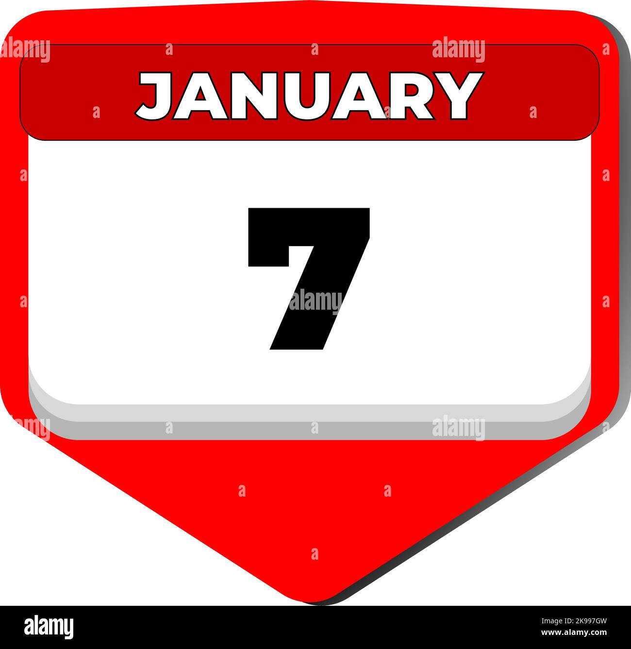 7 Januar Vektor-Symbol Kalendertag. 7 Datum Januar. Siebter Tag im Januar. 7. Datumsnummer. 7-Tage-Kalender. Sieben Datum Stock Vektor