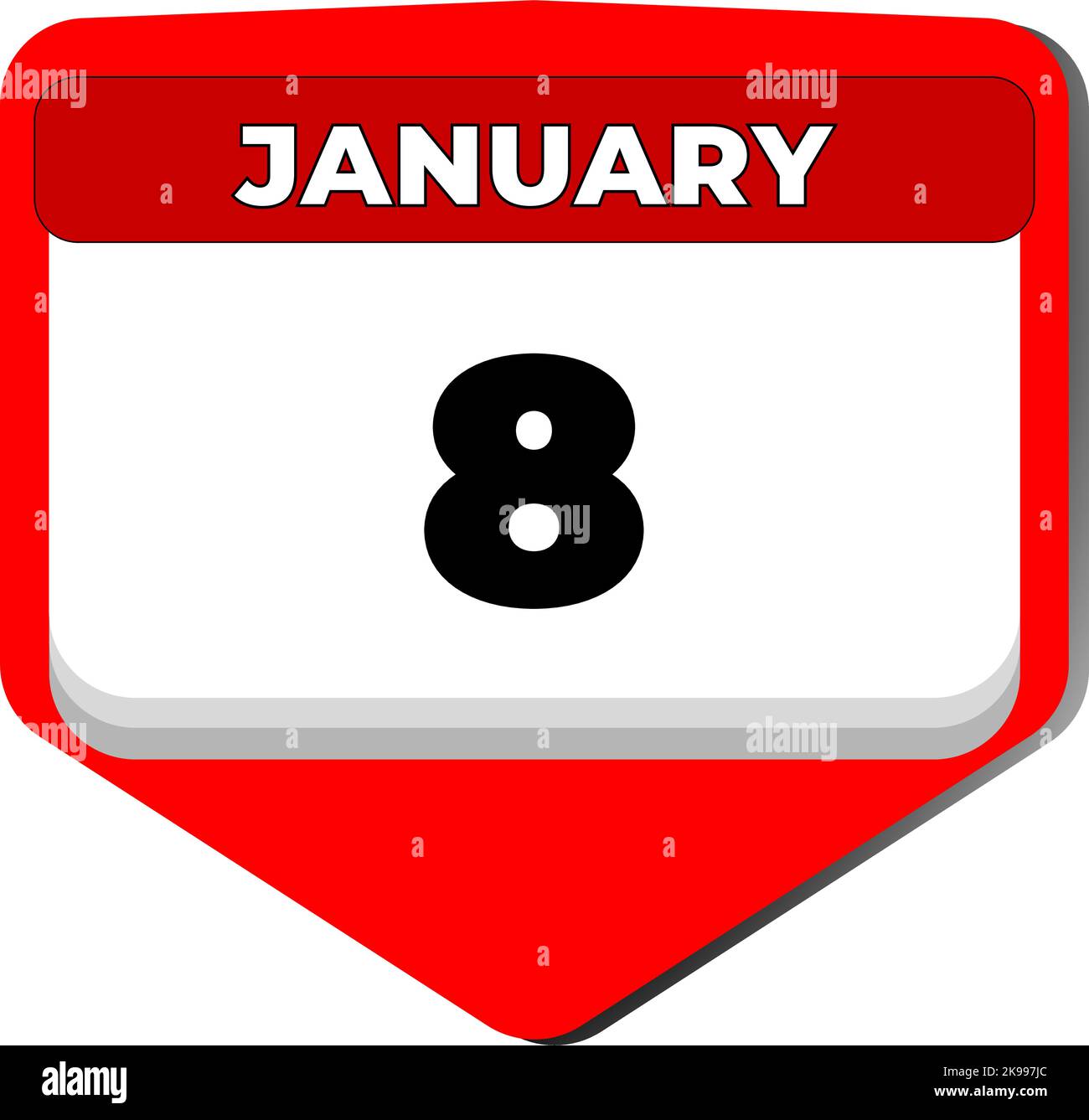 8 Januar Vektor-Symbol Kalendertag. 8 Datum Januar. 8. Tag im Januar. 8. Datumsnummer. 8-Tage-Kalender. Datum acht Stock Vektor