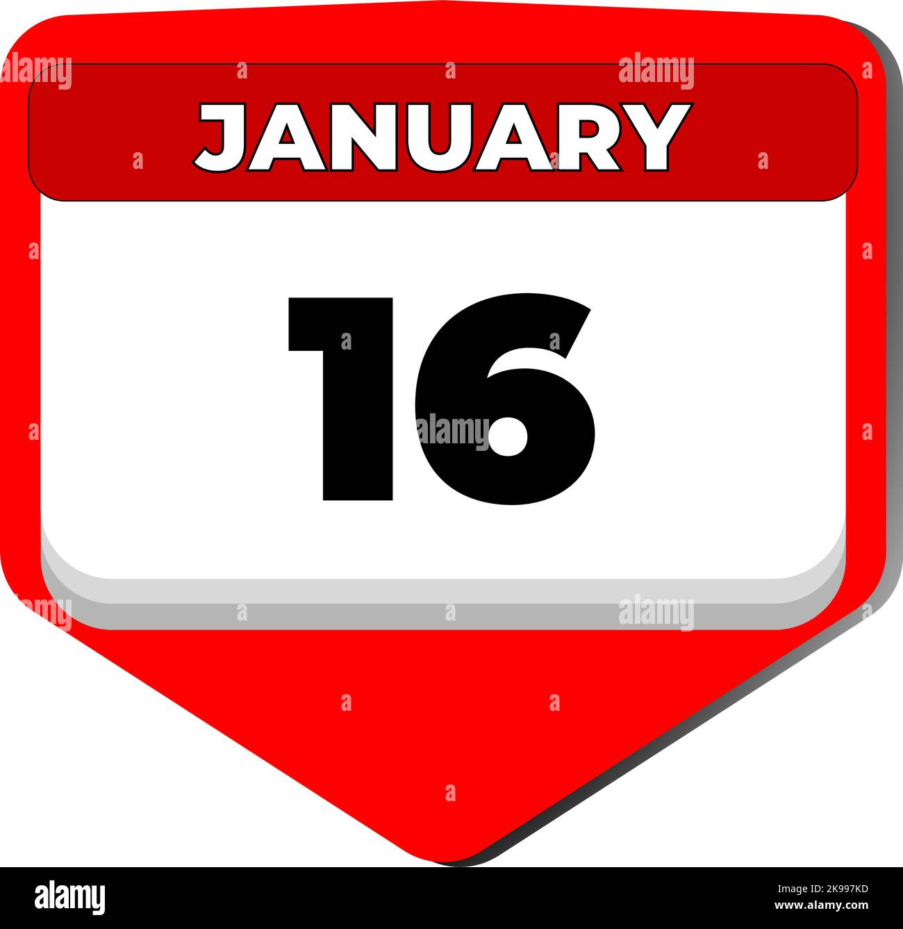 16 Januar Vektor-Symbol Kalendertag. 16 Datum Januar. Sechzehnter Tag des Januar. 16. Datumsnummer. 16-Tage-Kalender. Sechzehn Datum Stock Vektor