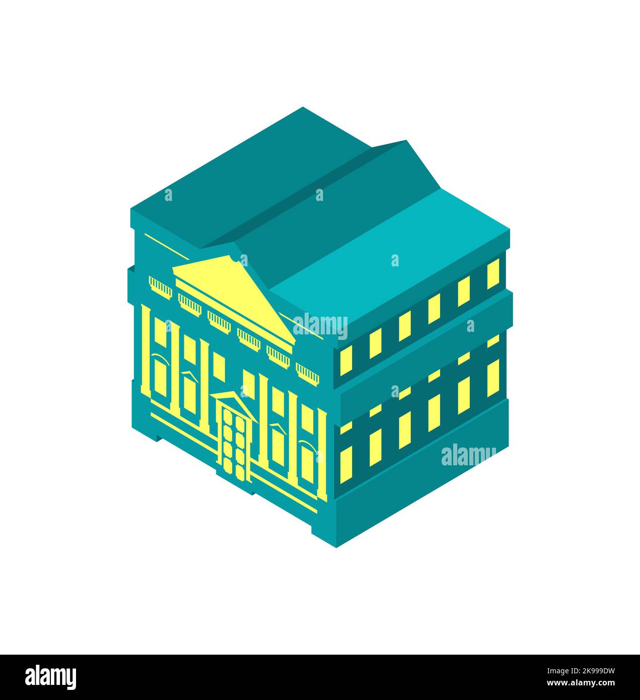 Schild des Herrenhauses im isometrischen Stil. Vektorgrafik Stock Vektor