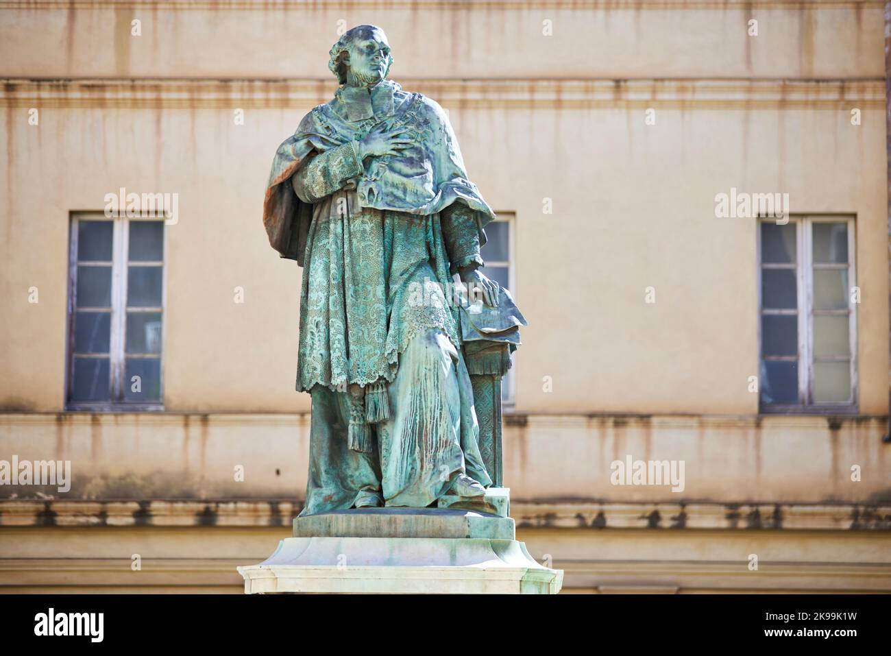 Hafenstadt Ajacio Hauptstadt von Korsika, französische Insel im Mittelmeer. Joseph Fesch, Statue des Prinzen von Frankreich im Musée Fesch Stockfoto