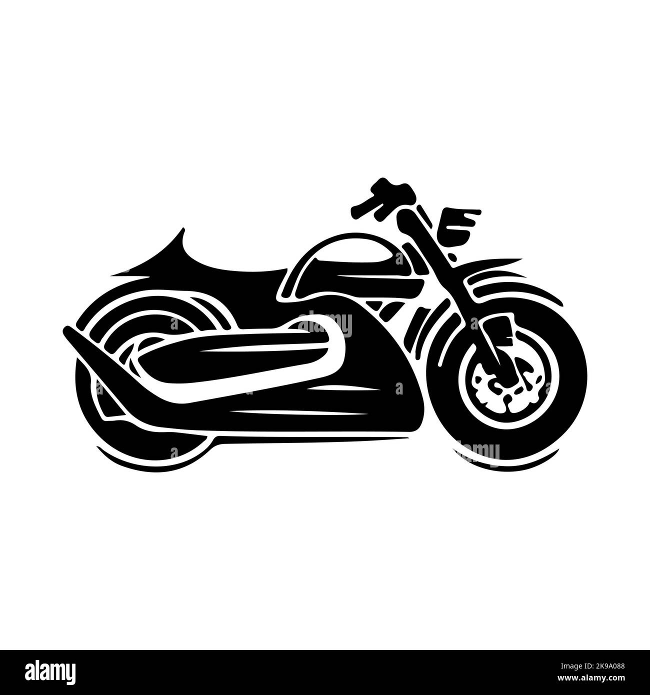 Motorrad-Logo-Vektor-Design. Motorrad-Design mit Handzeichnung Stil. Stock Vektor