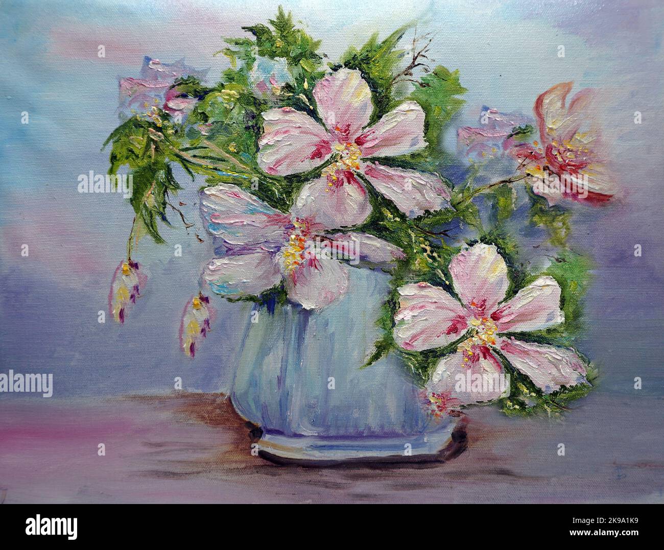 Kunstmalerei Ölblume in Vase, Kunstakademie Stockfoto