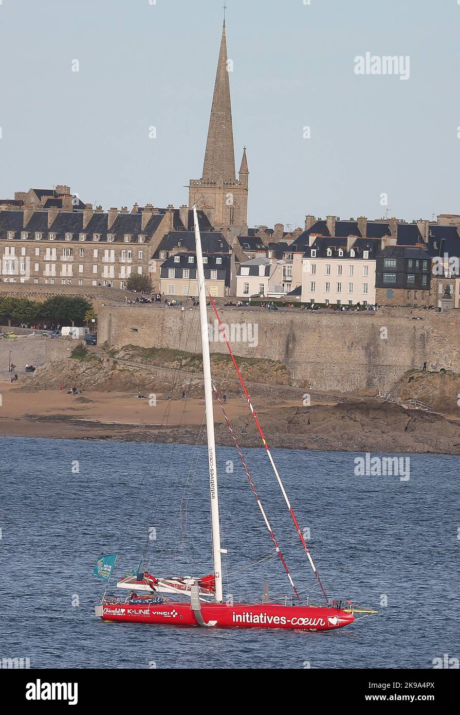IMOCA INITIATIVEN COEUR Skipper Samantha Davies während der Route du Rhum-Destination Guadeloupe 2022, transatlantisches Solo-Rennen, Saint-Malo - Guadeloupe (6.562 Kilometer) am 26. Oktober 2022 in Saint-Malo, Frankreich - Foto Laurent Lairys / DPPI Stockfoto