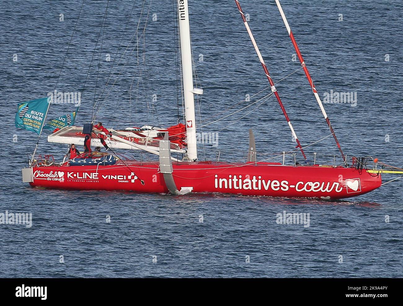 IMOCA INITIATIVEN COEUR Skipper Samantha Davies während der Route du Rhum-Destination Guadeloupe 2022, transatlantisches Solo-Rennen, Saint-Malo - Guadeloupe (6.562 Kilometer) am 26. Oktober 2022 in Saint-Malo, Frankreich - Foto Laurent Lairys / DPPI Stockfoto