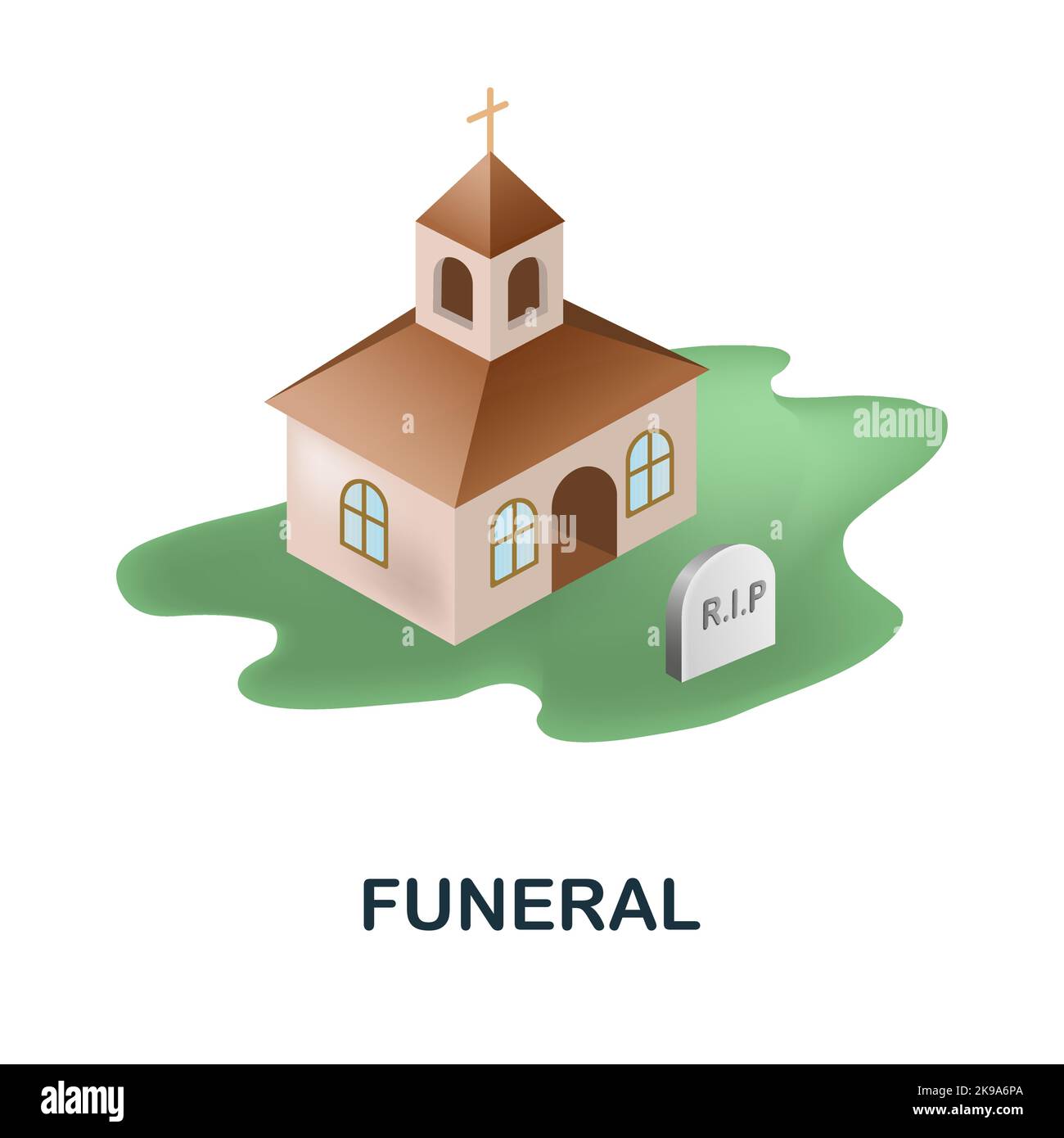 Trauersymbol. 3D Abbildung aus dem Versicherungswesen. Creative Funeral 3D Symbol für Webdesign, Vorlagen, Infografiken und mehr Stock Vektor