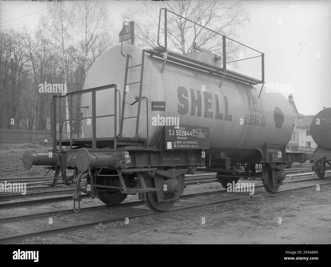 Die Staatsbahnen, SJ Q12 502844. Tankergehäuse. Stockfoto
