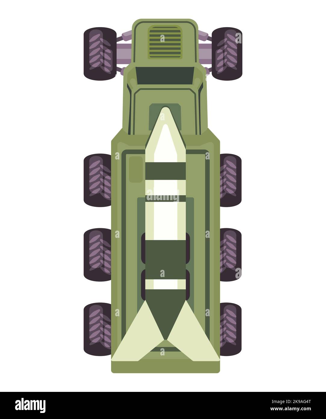 Rakete Raketenwerfer LKW Krieg Fahrzeug Draufsicht Spiel Grafik Asset Stock Vektor