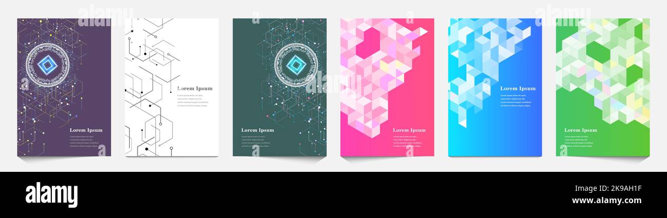 Abstrakter Satz aus Sechseck, ai künstliche Intelligenz, geometrische Textur Hintergrund, wissenschaftliche Technologie, futuristisches Konzept Stockfoto